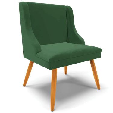 Imagem de Poltrona Pés Palito De Madeira Firenze Veludo Verde/Natural