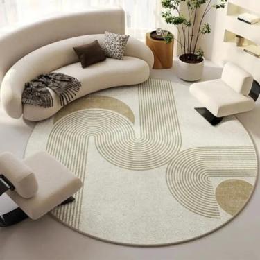 Imagem de Tapete redondo para sala de estar, tamanho grande, decoração de quarto, tapete de chão, decoração de casa, lavável à água, antiderrapante (diâmetro 160 cm/HCD3163-YD)