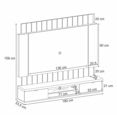 Imagem de Painel para TV até 70 Polegadas com Led Illusion 2,20 Off Preto/Castan