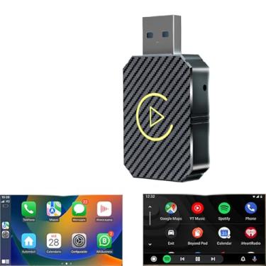 Imagem de Adaptador CarPlay sem fio e mini adaptador automático Android 2 em 1 – Conexão multiusuário sem costura para converter com fio para carro sem fio, adaptador USB-C/USB-A, compatível com iOS10+, Android