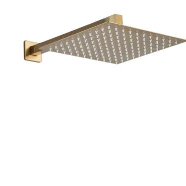 Imagem de Ducha Chuveiro Inox Quadrado 30×30cm Furos De Silicone Com Braco 33cm Cromado(Ouro polido 30x30cm)