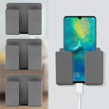 Imagem de Caixa de armazenamento de parede com 3 peças, organizador que economiza espaço para TV, AC e controle remoto de som, cinza