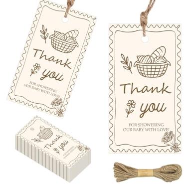 Imagem de 50 peças de etiquetas de agradecimento para pão no forno, etiquetas de lembrancinha de festa com tema de coque para aniversário, despedida de solteira, artigos de festa de chá de bebê