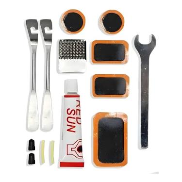 Imagem de Kit 14 Peças Reparo e Concerto Para Pneu de Bike Bicicleta, Ferramentas de Remendo Conserto de Roda Câmara inflar Cola Borracha Lixa