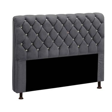 Imagem de Cabeceira Estofada Fernanda 140 Cm Casal Veludo Cinza Chumbo Speciale Home Cinza