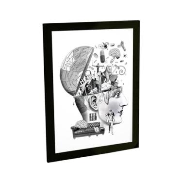 Imagem de Quadro Decorativo A4 Psicologia Partes Cérebro Mente Freud