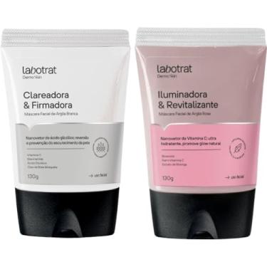 Imagem de Kit Mascara Facial De Argila Branca + Rosa Clareadora Iluminadora Dermo Skin Labotrat 130g