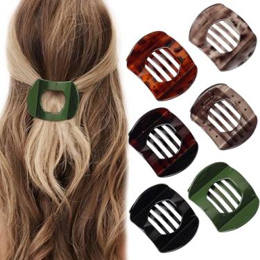 Imagem de 6 peças de grampos de cabelo planos para mulheres, clipe de volume liso redondo rosa para cabelos grossos ou finos, grampos de cabelo grandes Picura prendedores de cabelo que não escorregam