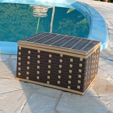 Imagem de Baú Cesta Caixa Organizadora Fibra Sintética 33x26x20,Quarto, cozinha, varanda, banheiro(Argila c/Banana)