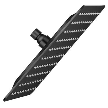 Imagem de Chuveiro de chuva, cabeça de chuveiro quadrada de 8 polegadas, taxa de fluxo de 1,8 GPM, chuveiro de chuva (Matte Black, 10 polegadas)