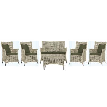 Imagem de Jogo Sofá 4 Poltronas E Mesa Igapó Marrom E13 Trama  Rami