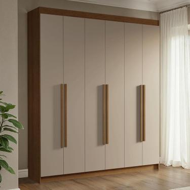 Imagem de Guarda-roupa Casal 6 Portas Batentes Venus Madesa Rustic/crema