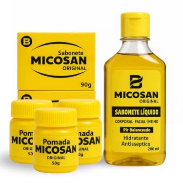 Imagem de Kit Micosan Completo – Clareador de Pele e Antimicose | Pomada + Sabonete Líquido + 2 Sabonetes em Barra | Clareia Manchas, Combate Pano Branco e Fungos