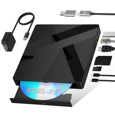 Imagem de Drives Blu ray externos, gravador Bluray de 40 Gbps com porta HDMI/LAN, gravador externo Bluray suporta disco de 100 G R/W Blueray/DVD externo para PC, Windows, Linux, MacOS
