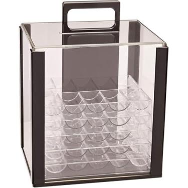 Imagem de Brybelly Porta-fichas de pôquer de acrílico (1000 unidades) com bandejas de fichas