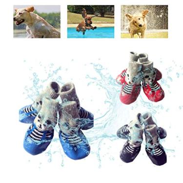 Imagem de Tnfeeon 4pcs Protetores de Cães Meias de Cachorro Anti Slip Slip Grips Botas Cães Controle Tração para Pequenos, Alça Fácil e Limpa e Ajustável, Sapatos Chuva para Todas As Estações (preto_M)