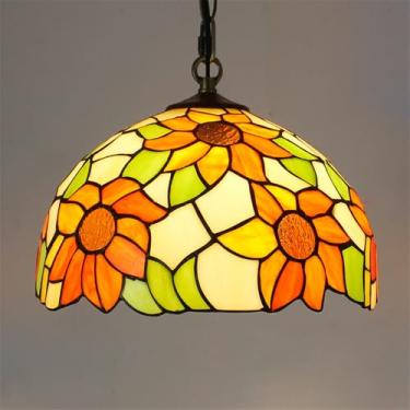 Imagem de Luminária pendente contemporânea de luxo em vidro colorido com LED, estilo retrô americano, ideal para sala de estar, restaurante, quarto, hotel, casa de campo, corredor, café, bar ou escada