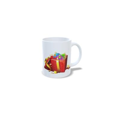 Imagem de Caneca de Cerâmica Natalina, Branca, 325ml, com Decoração de Bolas de Natal em Vermelho, Azul e Verde, Design Festivo com Laços (11)