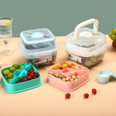 Imagem de Recipiente para salada e molho de 765 g - Caixa de alimentos e cereais com utensílio e panela verde