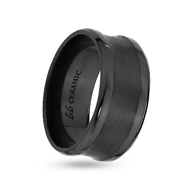 Imagem de Boston Bay Diamonds Aliança de casamento masculina de cerâmica preta unissex ajuste confortável ou anel moderno - 6 mm, 7 mm e 8 mm - escolha de estilo, Metal, não conhecido