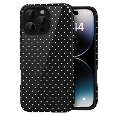 Imagem de Amzfield Capa compatível com iPhone 16 Pro, design retrô com estampa estética de bolinhas para mulheres, meninas, simples, chique, feminina, bonita, proteção híbrida de camada dupla, capa elegante