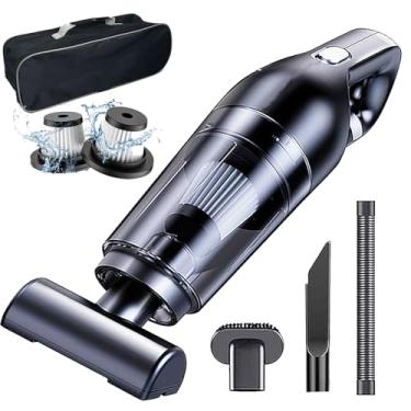 Imagem de Aspirador portátil de carro, sem fio, 12000 PA, aspirador de pó portátil de sucção forte, recarregável com filtro lavável com várias escovas para casa, carro, animais de estimação