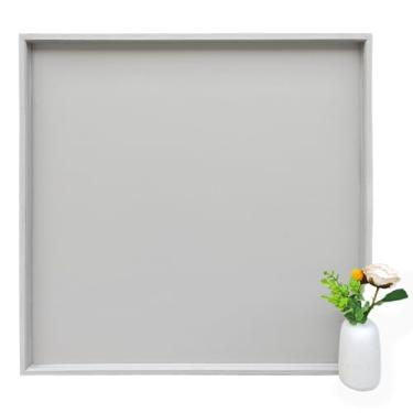 Imagem de Galopgen Bandeja retangular otomana de 76 x 76 cm | Couro PU texturizado, à prova d'água e resistente ao calor para mesas de café/jantar, sofá, cama, entretenimento e festa (bege tranquilo, 76 x 76 cm