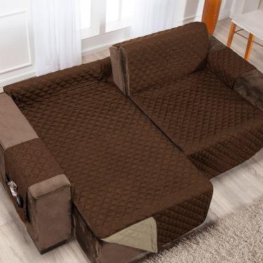 Imagem de Protetor De Sofá Retrátil Dupla Face Microfibra 1,80m - Tabaco/cáqui