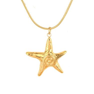Imagem de YHGDY Colar feminino de estrela-do-mar dourado vintage com pingente de estrela do mar, colar de praia para mulheres, joias de férias de verão, adjustable, Liga de aço, Sem Pedra Preciosa