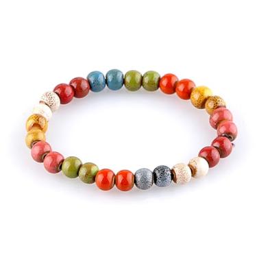 Imagem de KILIPOL Pulseira de contas de cerâmica colorida estilo étnico chinês hippie boêmio, estilo antigo e iterário, joia boêmia de praia de verão, presente de Natal para mulheres (Estilo2