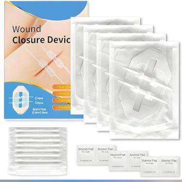 Imagem de 4 conjuntos de ataduras de borboleta para cuidados com feridas - dispositivo de fechamento de feridas de emergência - reparo de laceração cirúrgica sem costura - fechamento rápido de pele de grau