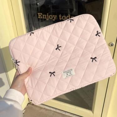 Imagem de Seanai Capa para laptop de 15 a 16 polegadas elegante, inchada, com laço fofo, bolsa para laptop de 15 polegadas compatível com MacBook Air15/Pro15 16, HP Acer Dell ASUS Lenovo, bolsa para computador