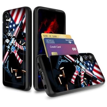 Imagem de wiaekosef Capa para Galaxy S25 FE, carteira com suporte para cartão de crédito de camada dupla híbrida à prova de choque PC + capa de TPU para Samsung Galaxy S25 FE 6,7 polegadas 2025, design de arma