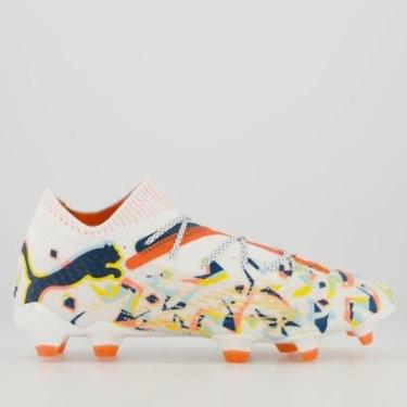 Imagem de Chuteira Puma Future 7 Ultimate Creativity FG/AG Campo Branca e Laranja-Masculino