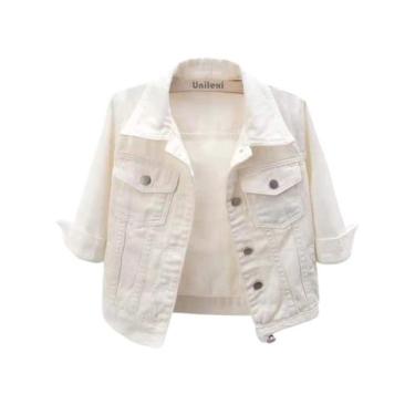 Imagem de Jaqueta jeans cortada Unilexi Light Wash  branca GG