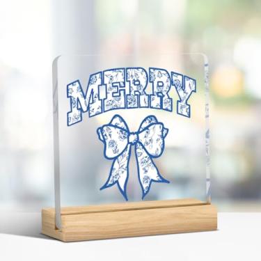 Imagem de Decoração engraçada de placa de Natal, decorações de Natal internas, placas de decoração de feliz Natal para mesa de escritório, acrílico 10 x 10 cm