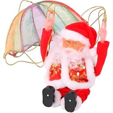 Imagem de Enfeite Papai Noel Paraquedista 60cm – Decoração Natalina Criativa com Movimento para Árvore, Sala e Vitrines, Cor Vermelha