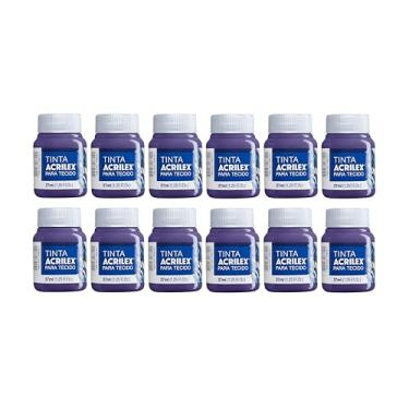 Imagem de Kit 12 Tintas Para Tecido Fosca Acrilex 37ml Violeta 516 | Alta Cobertura, Fixação a Frio, Resistente a Lavagens, Pronta Para Uso e Alto Rendimento