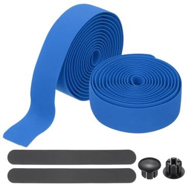 Imagem de PATIKIL Fita para guidão de bicicleta, 2 rolos de 1,8 m, fita adesiva de espuma vinílica acetinada, envoltório confortável antiderrapante para bicicleta com tampões de extremidade para bicicleta de