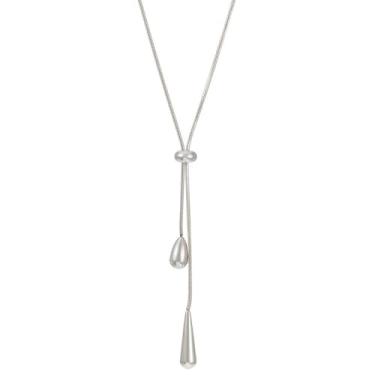 Imagem de Colar longo feminino em camadas delicado em forma de Y, joias e presentes de amizade, Medium, Latão, Sem Pedra Preciosa