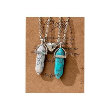 Imagem de Colar de amizade para mulheres, cristais de cura combinando com coração, joia para melhor amiga para ela, Medium, Latão, Sem Pedra Preciosa