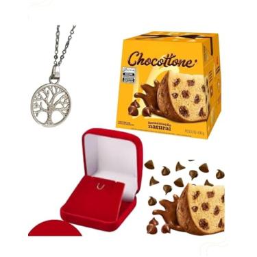 Imagem de Quero & Preciso, Colar Colar Árvore da Vida Aço Inox e Chocottone Bauducco Kit Presente Natal (Preto)