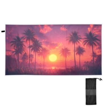 Imagem de Blueangle Toalha de praia de palmeiras do pôr do sol - Toalhas de viagem compactas e leves - Toalha de secagem rápida super absorvente para natação, acampamento e férias (146)