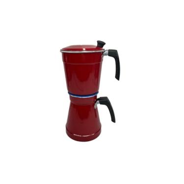 Imagem de Cafeteira Alumínio Tipo Italiana, Sifão, Cabo Luxo, 1,0 litro na cor Vermelha.