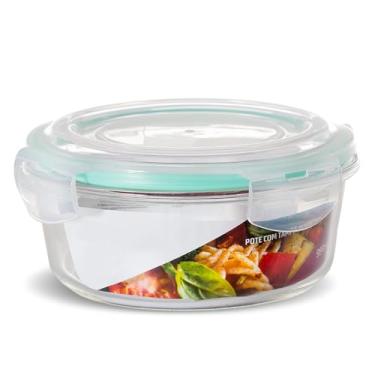 Imagem de LANCHEIRA VIDRO 400ml - HERMÉTICO POTE MARMITA REDONDO - 4 TRAVAS TAMPA COM SAÍDA DE VAPOR PREMIUM (1)