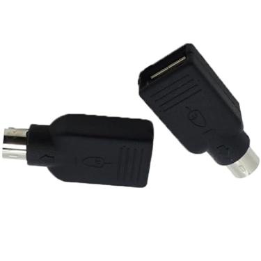 Imagem de Adaptador de substituição USB para PS2, USB fêmea para PS/2 macho conversor de adaptador de teclado e mouse (preto, 2 unidades)