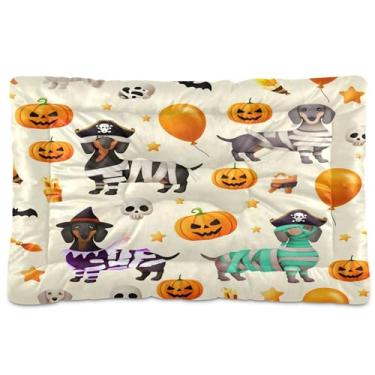 Imagem de SEHANY Cama de Halloween Pumpkins para cães e gatos com fundo antiderrapante, cama de canil, colchão macio para animais de estimação, lavável para cães pequenos, médios e grandes, gatos, 61 x 45 cm