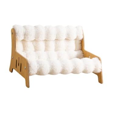 Imagem de Whtkoph Sofá-cama para gatos, sofá para animais de estimação, sofá de inverno quente e confortável para animais de estimação, cama elevada para gatos, L