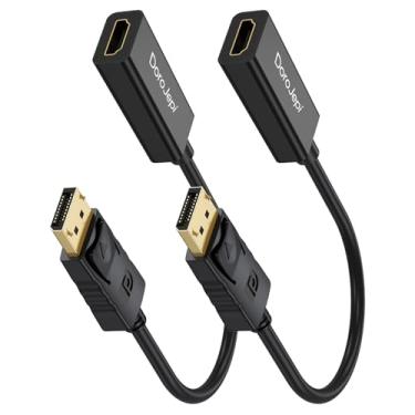 Imagem de DoroJepi Adaptador de porta de exibição 4K para HDMI, pacote com 2, adaptador DisplayPort unidirecional para HDMI (DP 1.2 para HDMI 1.4) conversor macho para fêmea compatível com laptop/PC/AMD/NVIDIA