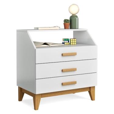 Imagem de Mini Cômoda Elegance Mesa de Cabeceira 3 Gavetas Quarto Organizador Multiuso Com Nicho